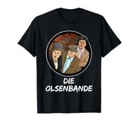 Die Olsenbanden Mächtig Gewaltig Geschenk DDR - Herren T-Shirt, Schwarz, S, Cartoon, Klassisch, Crew-Neck, Halbarm, Polyester, Standardlänge, Unisex, Alle Jahreszeiten, 1 Stück