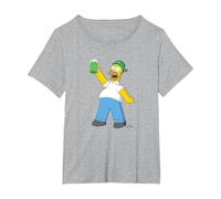 Die Simpsons Homer Simpson Green Duff Beer St. Patrick's Day T-Shirt, Damen Große Größen, Grau Meliert, 4X