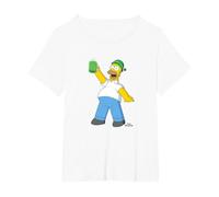 Die Simpsons Homer Simpson Green Duff Beer St. Patrick's Day T-Shirt, Damen Große Größen, Weiß, 1X
