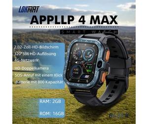 Die Smartwatch APPLLP 4 MAX verfügt über einen 2,02-Zoll-HD-Bildschirm, 4G/5G-SIM-Kartenunterstützung, WLAN, HD-Doppelkameras, Push-Benachrichtigungen