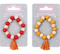 DIE SPIEGELBURG 17302 Holz-Armband mit Tassel beautiful Stars, sortiert