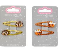 DIE SPIEGELBURG - Haarclips Fuchs & Igel - beautiful Stars, sort.
