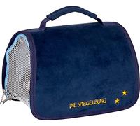Die Spiegelburg - Reisetasche für Plüschtiere (blau) - Lustige Tierparade - 18298, Spielzeug Kuscheltier Tasche, Weiches Plüschmaterial mit Decke, 17 x 17 x 25 cm