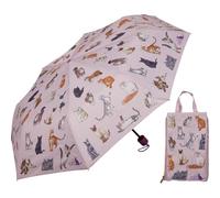 Die Spiegelburg Taschenschirm & Duo Bag I love Cats- robuster Regenschirm - Durchmesser ca. 98 cm - Länge ca. 55 cm - mit Einkaufstasche im Katzendesign - pinker Hintergrund
