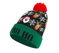 Diealles Shine Weihnachten Mütze mit LED Licht, Leicht Weich Beanie Mütze, Warme Wintermütze, Xmas StrickmüTZE für Damen und Herren Kinder(Grün)