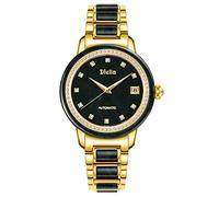 Diella Automatik Damenuhren, Luxus Jade und Gold Edelstahl Armband Uhren für Damen, Wasserdicht Frauen Mechanische Uhren mit Leuchtender, Selbstwindender Geschenke für Damen
