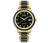 Diella Automatik Herren Uhren, Luxus Schwarz Jade und Gold Männer Mechanische Uhren mit Leuchtender, Selbstwindender, Wasserdicht Geschenke für Männer