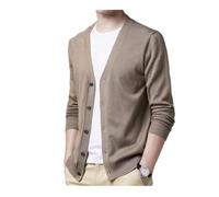Dierouya Herren Strickcardigan Pullover V-Ausschnitt Langarm Schwarz, khaki, L-6XL