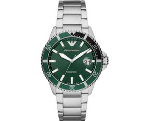 Diese Emporio Armani Diver Analoguhr für Herren ist der perfekte Zeitmesser zum Tragen oder als Geschenk. Es ist Silber 42 mm Runde Gehäuse kombiniert mit dem bequemen Silber Edelstahl Uhrenarmband wi