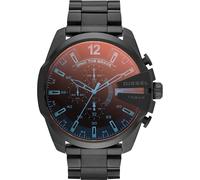 Diesel Herrenuhr Mega Chief, Chronographenwerk, 59 mm, schwarzes Edelstahlgehäuse mit Edelstahlarmband, DZ4318