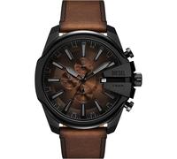 Chronograph DIESEL "MEGA CHIEF SLIM", dunkelbraun, schwarz, Armbanduhren, Herren, Quarzuhr, Armbanduhr, Herrenuhr, Lederarmband, analog, Tag (46245008-0) dunkelbraun, schwarz