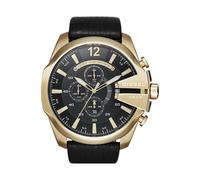 Diesel MEGA CHIEF Chronograph Uhr Herrenuhr gold Leder schwarz