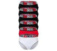 DIESEL Damen Highwaist-Slips, 6er Pack - SAM-D-CORE, Cotton Stretch, Logobund Schwarz/Schwarz/Rot/Weiß XL