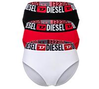 DIESEL Damen Highwaist-Slips, 3er Pack - SAM-D-CORE, Cotton Stretch, Logobund Schwarz/Rot/Weiß S