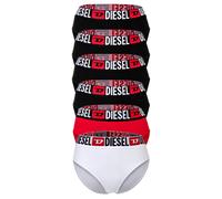 DIESEL Damen Highwaist-Slips, 6er Pack - SAM-D-CORE, Cotton Stretch, Logobund Schwarz/Schwarz/Rot/Weiß XL