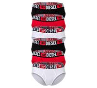 DIESEL Damen Slips, 6er Pack - OXY-D-CORE, Cotton Stretch, Logobund Schwarz/Rot/Weiß S