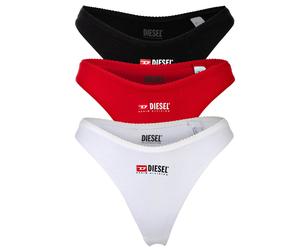 DIESEL Damen Tanga, 3er Pack - PUNCHY-D-CORE, Cotton Stretch, Logo Schwarz/Rot/Weiß / M M Weiß