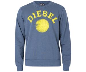 Diesel Distressed Dot Logo Blaues Sweatshirt XS
