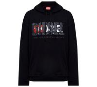 Diesel Double Destroyed Logo Schwarzer Kapuzenpullover M