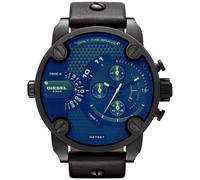 Diesel DZ7257 Bad Ass Chronograph Blaues Zifferblatt Schwarzes Leder Herrenuhr Einheitsgröße