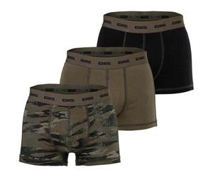 DIESEL Herren Boxershorts, 3er Pack - DAMIEN-UTLT, Cotton Stretch, uni/gemustert Schwarz/Oliv (E7485) L