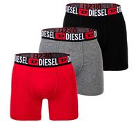 DIESEL Herren Boxershorts, 3er Pack - MAX-D-CORE, Boxer Briefs Long, Cotton Stretch Schwarz/Grau/Rot M
