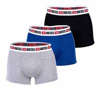 DIESEL Herren Boxershorts, 3er Pack - UMBX-SHAWNTHREEPACK, Trunks, Logobund, Kontrast-Streifen, Cotton Stretch Grau/Blau/Schwarz 2XL