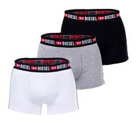 DIESEL Herren Boxershorts, 3er Pack - UMBX-SHAWNTHREEPACK, Trunks, Logobund, Kontrast-Streifen, Cotton Stretch Weiß/Schwarz/Grau 2XL