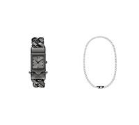 Diesel Herren Closer Grey Uhr und D-Logo Halskette Zweifarbiger Edelstahl, Set