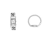 Diesel Herren Closer Silberfarbene Uhr und D-Logo Armband, Set