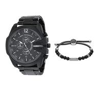 Diesel Herren-Edelstahl-Chronographenuhr und Schmuck-Set