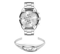 Diesel Herren-Edelstahl-Chronographenuhr und Schmuck-Set