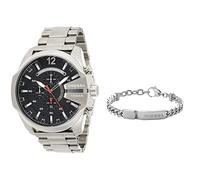 Diesel Herren-Edelstahl-Chronographenuhr und Schmuck-Set