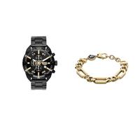 Diesel Herren-Edelstahl-Chronographenuhr und Schmuck-Set
