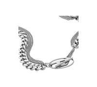 Diesel Herren-Edelstahl-Halskette mit Knebelverschluss, Kühles Silber