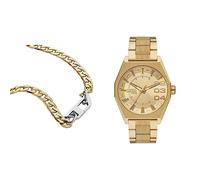 Diesel Herren-Edelstahl-Quarz-Dreizeigeruhr und Schmuck-Set