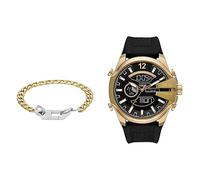 Diesel Herren-Edelstahl-Quarz-Dreizeigeruhr und Schmuck-Set