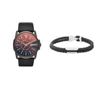 Diesel Herren Master Chief Schwarze Lederuhr und Armband, Set