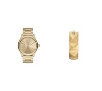 Diesel Herren Rasp Goldfarbene Edelstahl Uhr und Ohrringe, Set