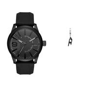 Diesel Herren Rasp Schwarze Silikonuhr und Edelstahl Ohrring, Set
