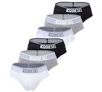 DIESEL Herren Slips, 6er Pack - UMBR-ANDRETHREEPACK, Briefs, Cotton Stretch, einfarbig Schwarz/Grau/Weiß S