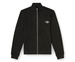 DIESEL Herren Sweatjacke mit Stehkragen - S-GINN-ZIP-IOD, Känguru-Tasche, Fleece, uni L Schwarz