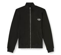 DIESEL Herren Sweatjacke mit Stehkragen - S-GINN-ZIP-IOD, Känguru-Tasche, Fleece, uni Schwarz L