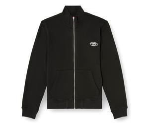 DIESEL Herren Sweatjacke mit Stehkragen - S-GINN-ZIP-IOD, Känguru-Tasche, Fleece, uni Schwarz L
