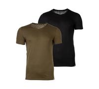 DIESEL Herren T-Shirt 2er Pack - UMTEE-MICHAEL-TUBE, V-Ausschnitt, kurzarm, einfarbig Schwarz/Khaki 2XL