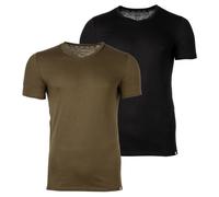DIESEL Herren T-Shirt 2er Pack - UMTEE-MICHAEL-TUBE, V-Ausschnitt, kurzarm, einfarbig Schwarz/Khaki 2XL