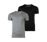 DIESEL Herren T-Shirt 2er Pack - UMTEE-MICHAEL-TUBE, V-Ausschnitt, kurzarm, Logo Schwarz/Grau 2XL