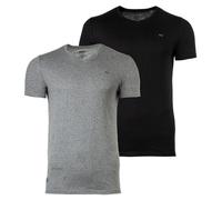 DIESEL Herren T-Shirt 2er Pack - UMTEE-MICHAEL-TUBE, V-Ausschnitt, kurzarm, Logo Schwarz/Grau 2XL