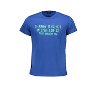 Diesel Blaues Rundhals T-Shirt Kurzarm mit Logo Druck - Größe: 2XL