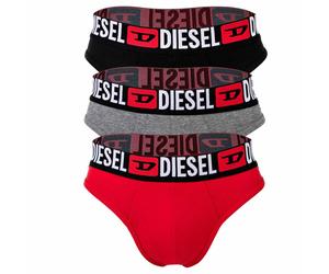 DIESEL Herren Tangas, 3er Pack - RICK-D-CORE, Tanga-Slip, Cotton Stretch, Logo Schwarz/Grau/Rot M